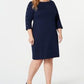 Karen Scott Women's Boat Neck Studded Dress Blue Size Petite