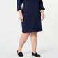 Karen Scott Women's Boat Neck Studded Dress Blue Size Petite