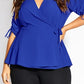 City Chic Women's Ruched Sleeve Top Blue Size S