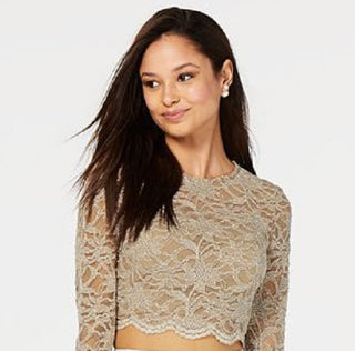 City Studios Junior's Lace Contrast 2 Pc Dress Brown Size 11