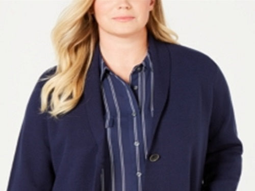 Charter Club Women's Plus Sweater Blazer Blue Size 4X