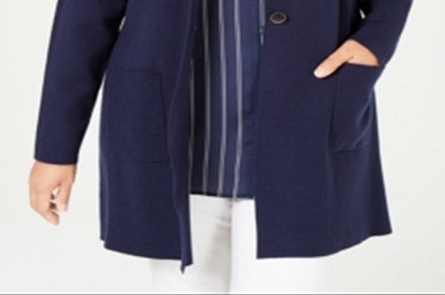 Charter Club Women's Plus Sweater Blazer Blue Size 4X