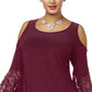 R & M Richards Women's Cold Shoulder Heather Bell Sleeve Scoop Neck Formal Shift Dress Red Size 22W