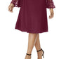 R & M Richards Women's Cold Shoulder Heather Bell Sleeve Scoop Neck Formal Shift Dress Red Size 22W
