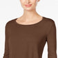 JM Collection Women's Scoop Neck Top Brown Size Medium