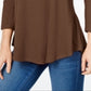 JM Collection Women's Scoop Neck Top Brown Size Medium