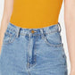 Bar III Women's Square Neck Bodysuit Yellow Size Small