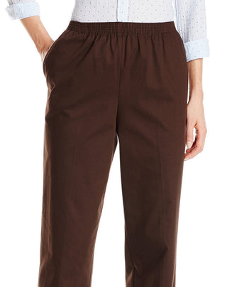 Alfred Dunner Women's Classics Twill Pull on Pants Brown Size 10