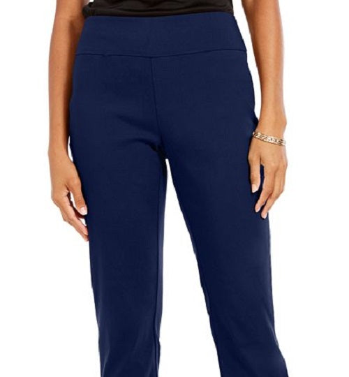 NY Collection Women's Straight Leg Pull on Pants Blue Size Petite XL-