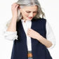 Charter Club Women's Ribbed Cashmere Duster Vest Blue Size Medium