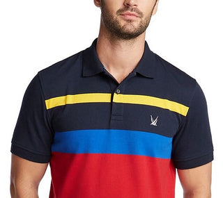 Nautica Men's Sail Interlock Striped Polo Shirt Blue Size XX-Large