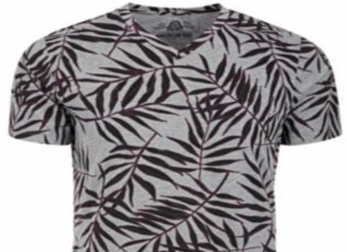 American Rag Men's Leaf Lines V Neck T-Shirt Gray Size Small