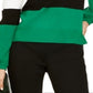 INC International Concepts Women's Striped Puff Sleeve Sweater Green Size Petite S