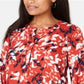 JM Collection Women's Printed Pleated Back Blouse Red Size XX-Large