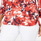 JM Collection Women's Printed Pleated Back Blouse Red Size XX-Large