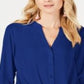 INC International Concepts Women's Twist Front Button up Top Blue Size X-Large