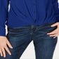 INC International Concepts Women's Twist Front Button up Top Blue Size X-Large