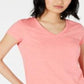 Maison Jules Women's V Neck Patch Pocket T-Shirt Pink Size Small