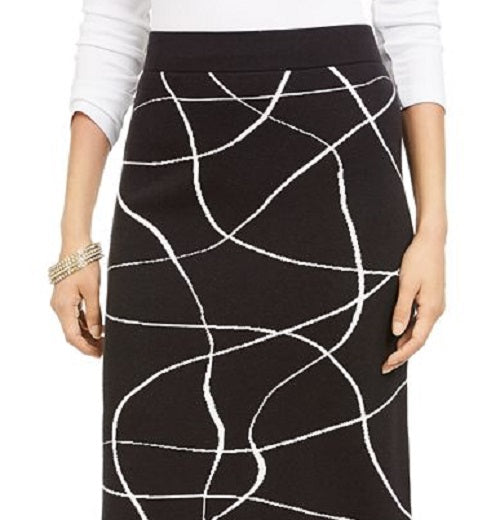 Alfani Women's Printed Sweater Skirt Black Size Small