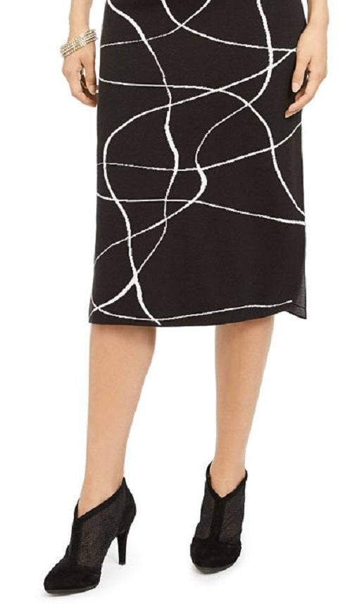 Alfani Women's Printed Sweater Skirt Black Size Small