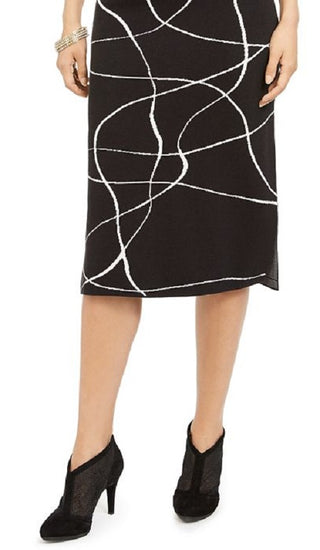 Alfani Women's Printed Sweater Skirt Black Size Small