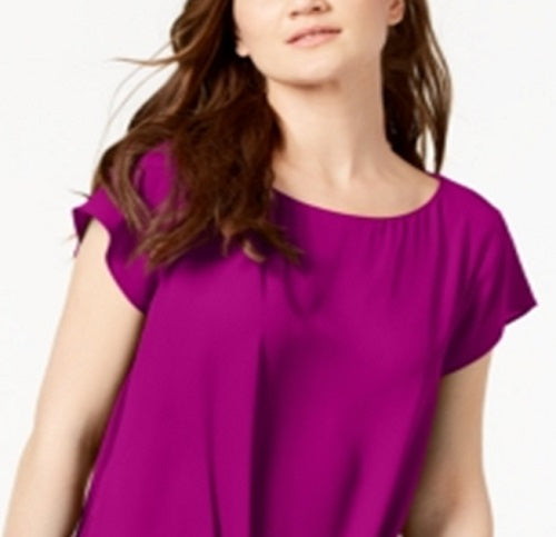 INC International Concepts Women's Draped Hem Top Pink Size X-Large