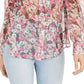 INC International Concepts Women's Sheer Floral Long Sleeve Blouse Pink Size X-Small