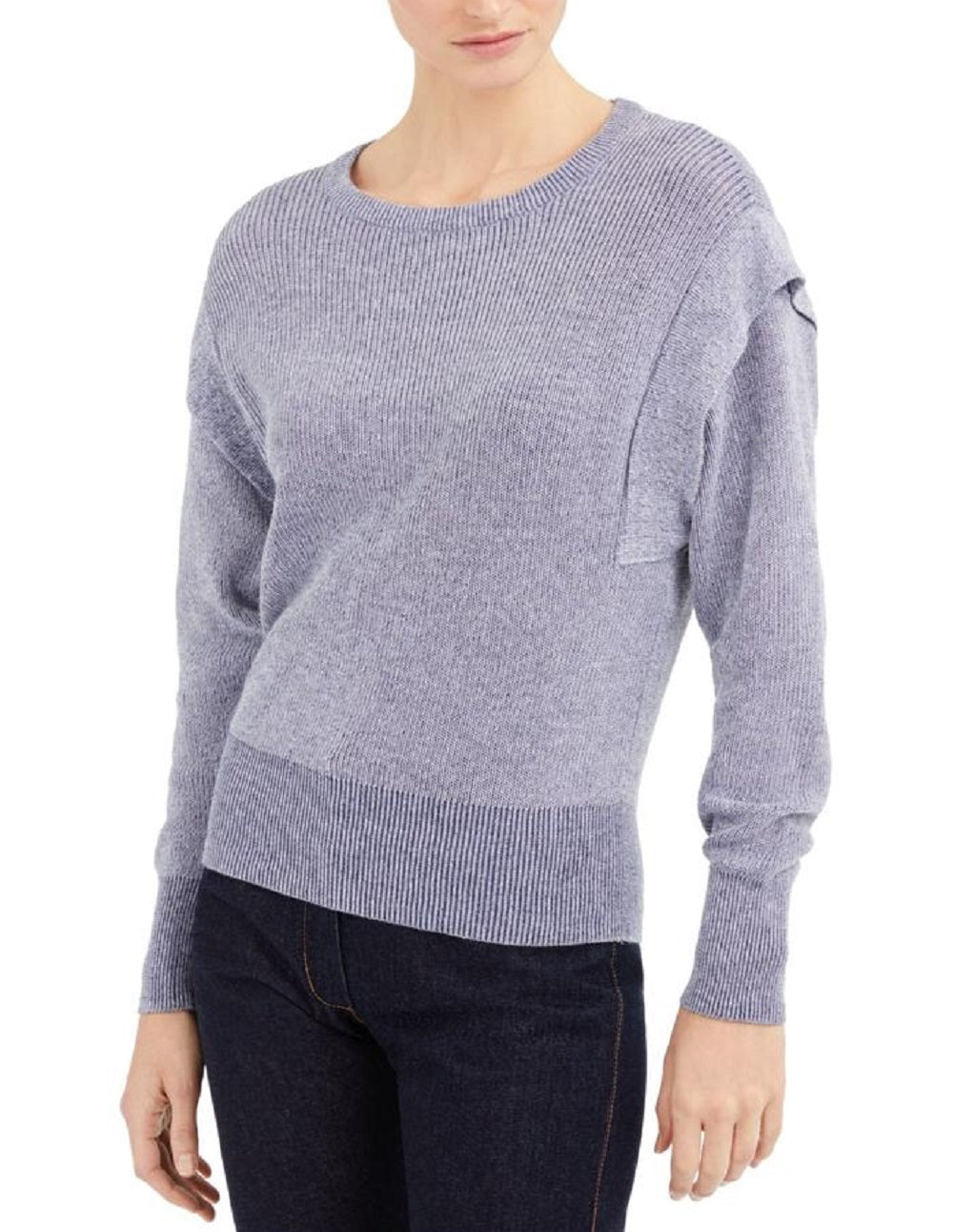 INC International Concepts Women's Textured Patterned Long Sleeve Jewel Neck Sweater Blue Size XX-Large