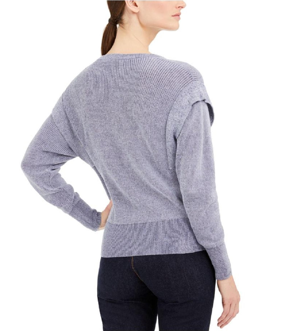 INC International Concepts Women's Textured Patterned Long Sleeve Jewel Neck Sweater Blue Size XX-Large