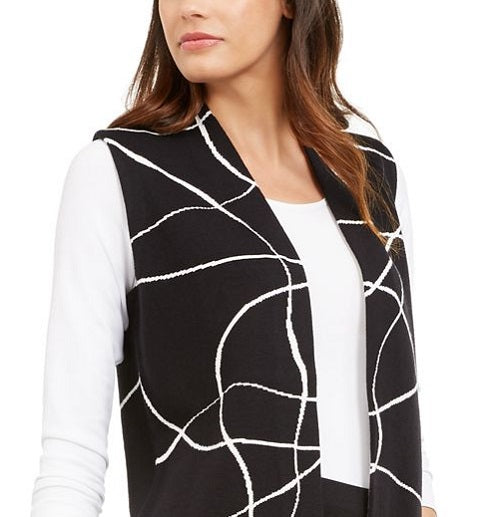 Alfani Women's Printed Sweater Vest Black Size Medium