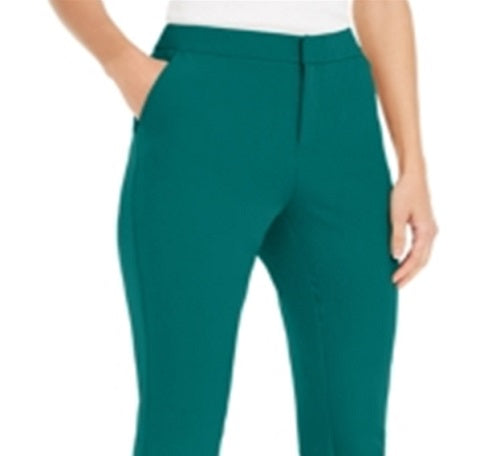 INC International Concepts Women's Zippered Ankle Straight Leg Wear to Work Pants Green Size 6