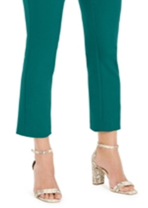 INC International Concepts Women's Zippered Ankle Straight Leg Wear to Work Pants Green Size 6