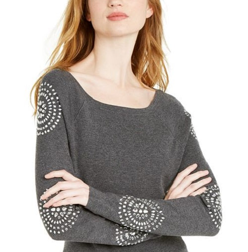 INC International Concepts Women's Medallion Sleeve Tunic Gray Size Large