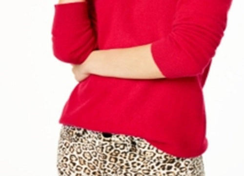 Charter Club Women's V Neck Cashmere Sweater Red Size Petite L