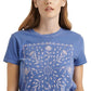 Lucky Brand Women's Short Sleeve Crew Neck Framed Bandana Tee Blue Size X-Small