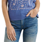 Lucky Brand Women's Short Sleeve Crew Neck Framed Bandana Tee Blue Size X-Small