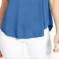 Alfani Women's Solid Short Sleeve V Neck Top Blue Size Small