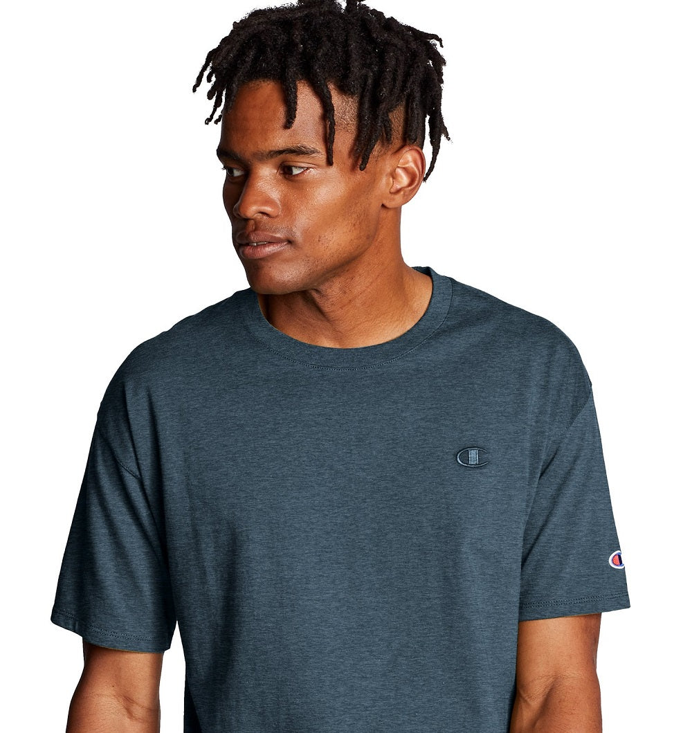 Champion Men's Crewneck Embroidered Logo Tee T-Shirt Blue Size Small