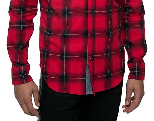 Sean John Men's Buffalo Cotton Plaid Button Down Shirt Red Size X-Large