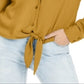INC International Concepts Women's Utility Mixed Media Button Down Top Yellow Size Large