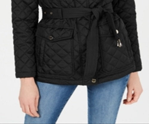 Michael Kors Women's Belted Quilted Coat Black Size X-Small