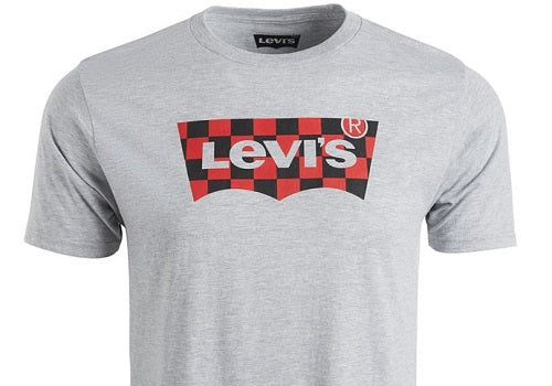 Levi's Men's Checkered Logo T-Shirt Grey Size X-Large