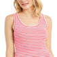 Charter Club Women's Supima Cotton Knit Stripe Tank Red Size X-Large