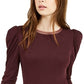 Bar III Women's Mesh Trim Puff Sleeve Top Red Size X-Small