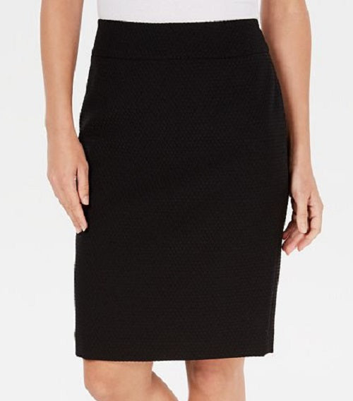 Kasper Women's Textured Pique Pencil Skirt Black Size 8