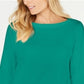 Karen Scott Women's Cotton Boat Neck 3/4 Sleeve Knit Top Green Size XX-Large