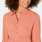 Style & Co Women's Roll Sleeve Oversized Shirt Orange Size X-Large