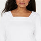 Karen Scott Women's Crochet Square Neck Top White Size XX-Large