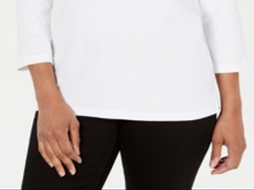 Karen Scott Women's Crochet Square Neck Top White Size XX-Large