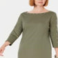 Karen Scott Women's Boat Neck Studded Dress Green Size Petite Medium